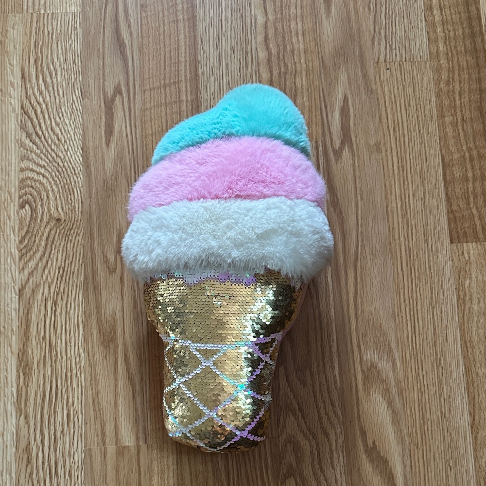 Sequin Ice Cream Cone Plush Pillow for Kids
